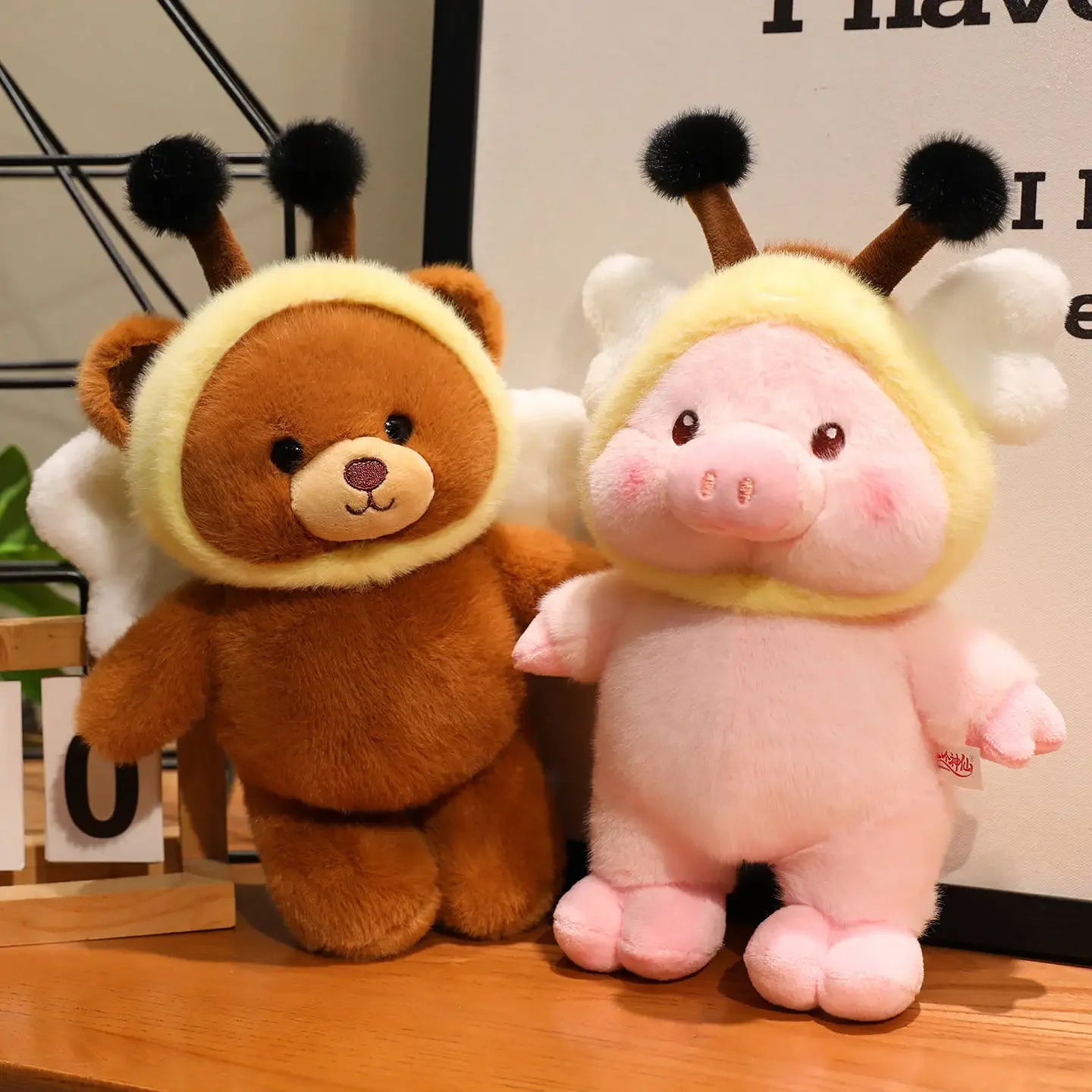 Cute Animal(Bear/Pig/Penguin) With Bee Dress Up Plush Toys 33/43cm