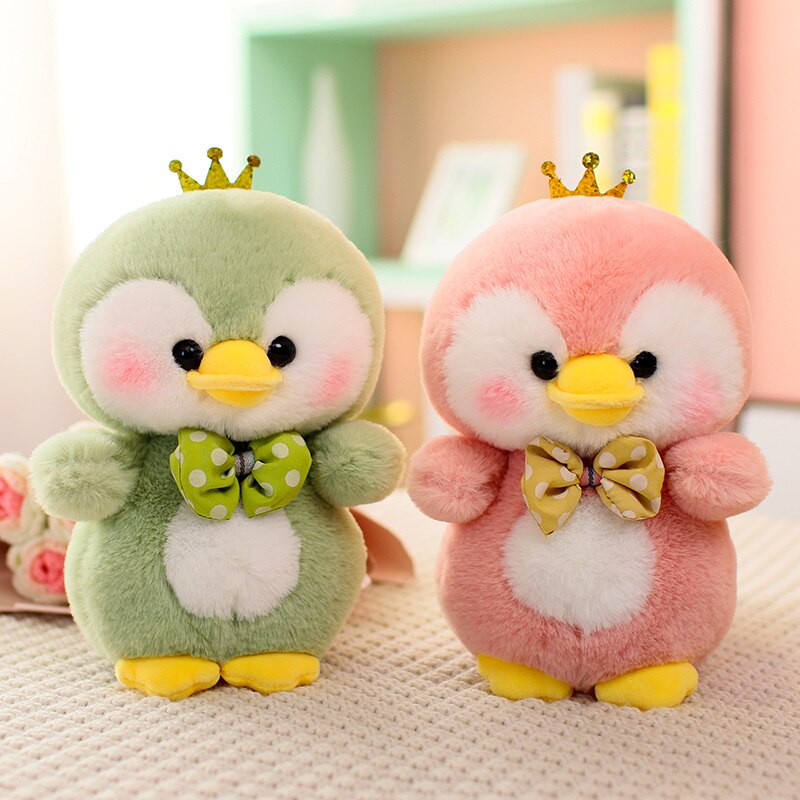 Cute Animal(Penguin/Duck/Frog/Panda/Elephant/Pig) With Crown Plush Toys 25cm