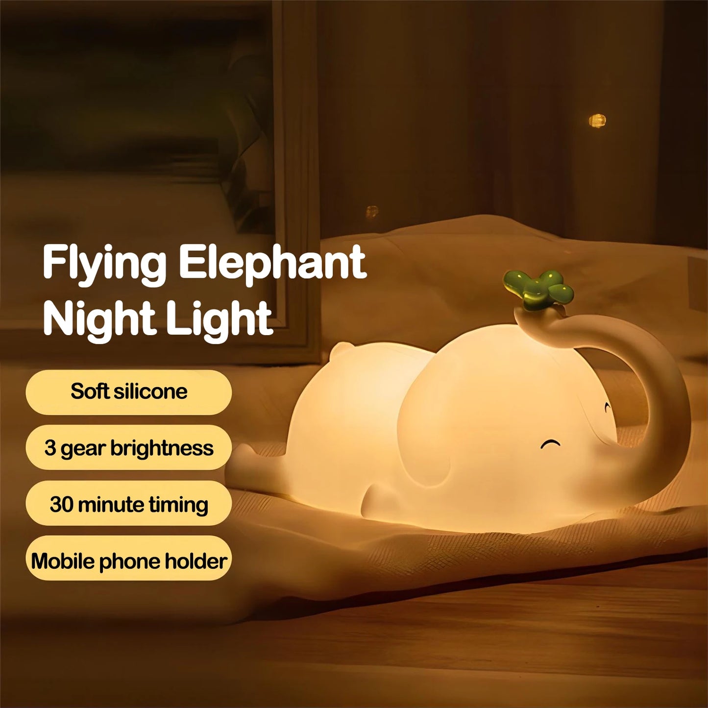 LED Night Light Elephant Silicone Lamp - 2 Styles