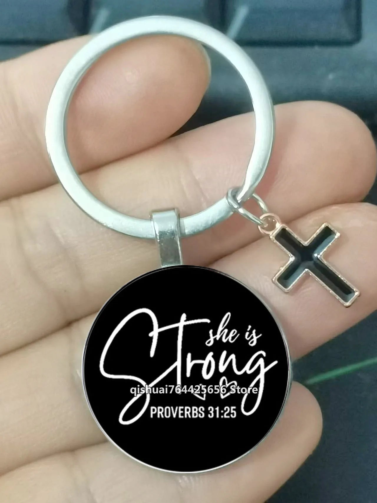 Keychain With The Bible Verse /Religious Message And The Cross  - 22  Styles