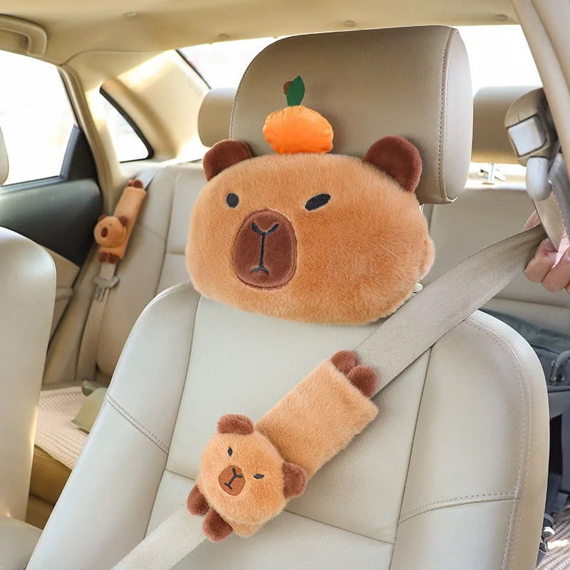 Capybara Car Seat Headrest/Car Seat Belt Cover Plush Toys