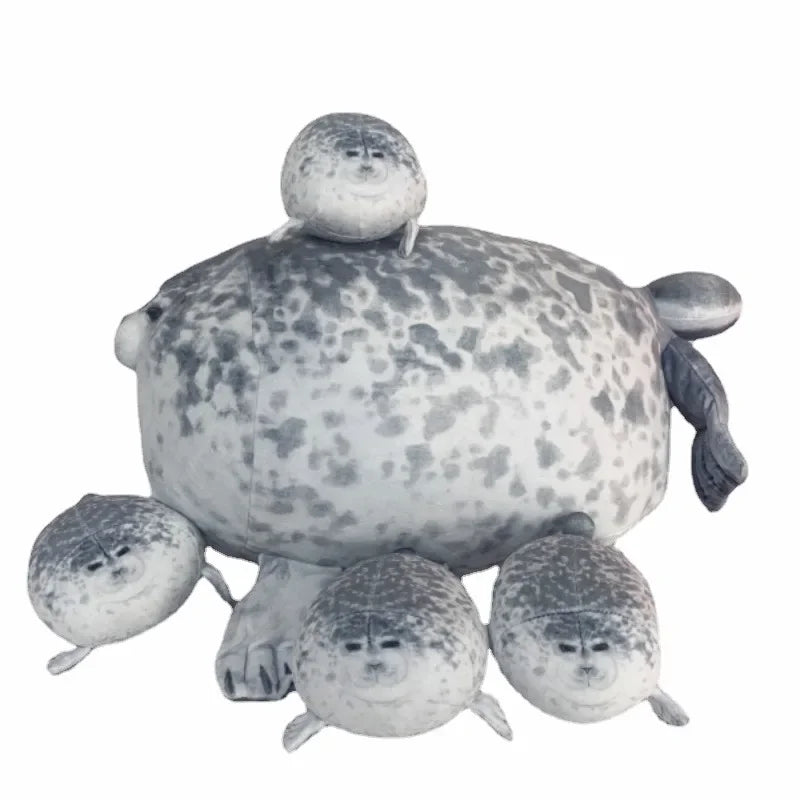 Chubby Seal Plush Pillow Toys 40cm - 2 Styles(Just Pillow Or Pillow with 4 children Plushies)