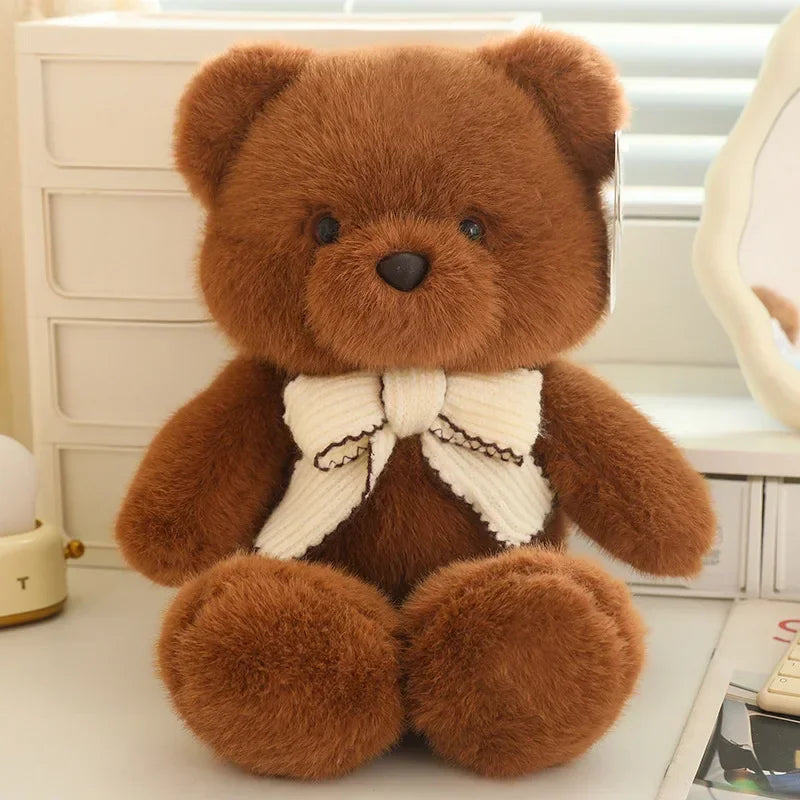 Cute Teddy Bear With Ribbon Plush Toys 45/70cm - Brown/Beige