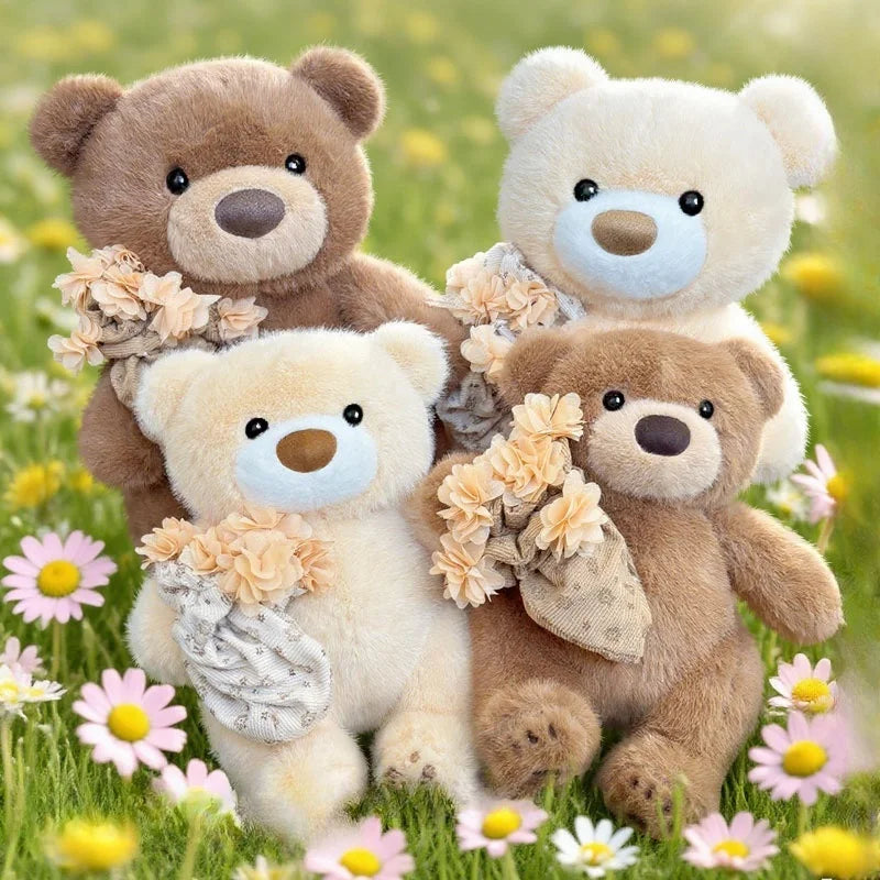 Cute Teddy Bear With Flower Bouquet Plush Toys - 27/37cm