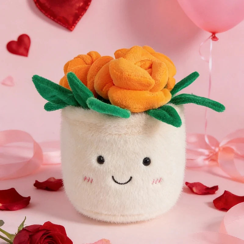 Smiley Potted Rose Plush Toys 20cm - 8 Colours