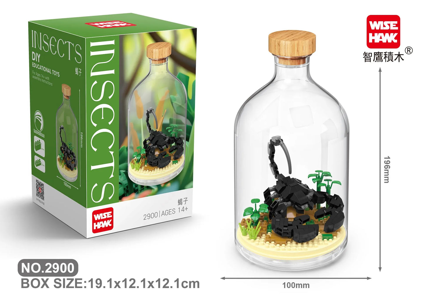 Insect/Animal With Clear Display Bottle Set Mini Building Blocks - Fox/Capybara/Scorpion/Butterfly