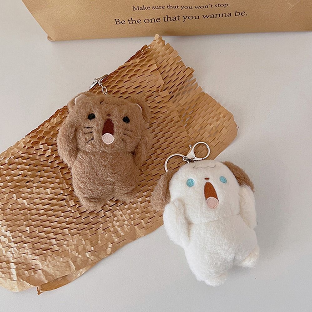 Animal (Rabbit/Bear/Cat/Dog) With Surprised Face Plush Keychains