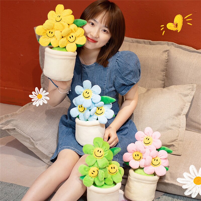 Smiley Potted Flower Plush Toys 30cm