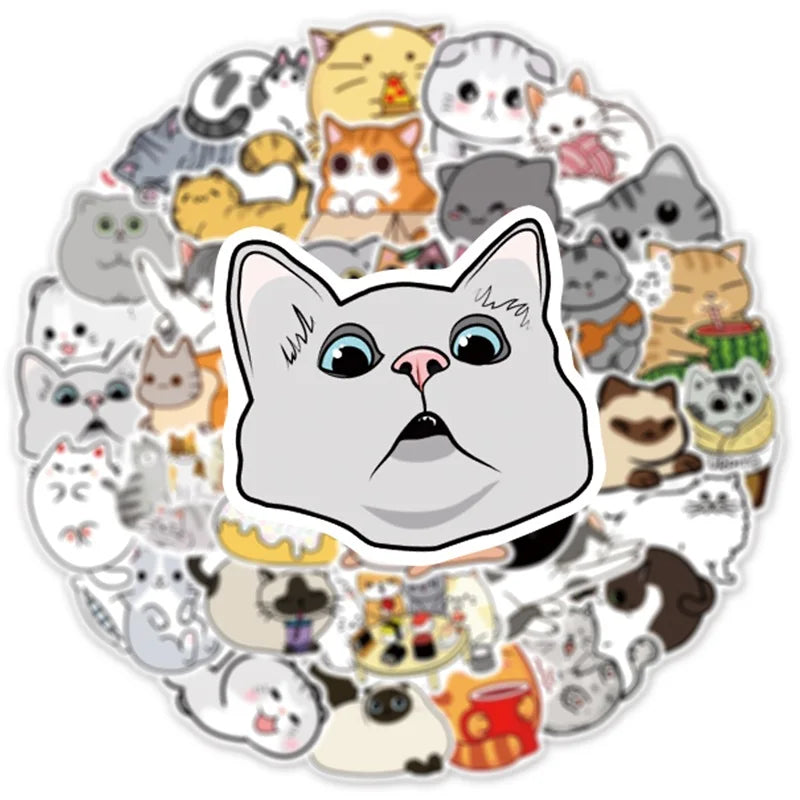 50 pcs Cute/Kawaii Cat Stickers - V7