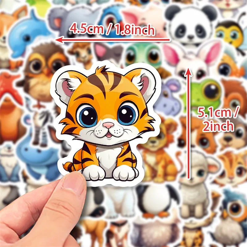 50 pcs Cute/Kawaii Animal Stickers - V3