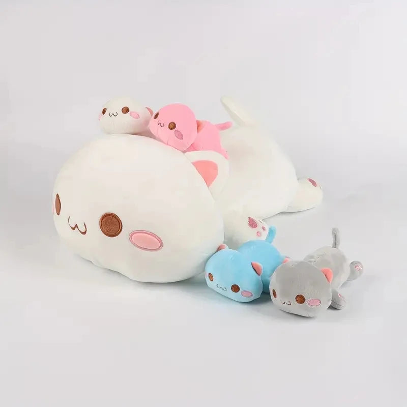 Cute Cat Mother With 4 Babies Plush Toys