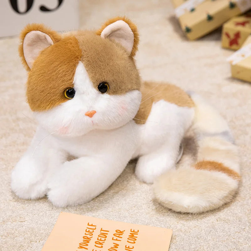 Cute Cat With Long Tail Plush Toys 20/30/40cm - Pink/Brown