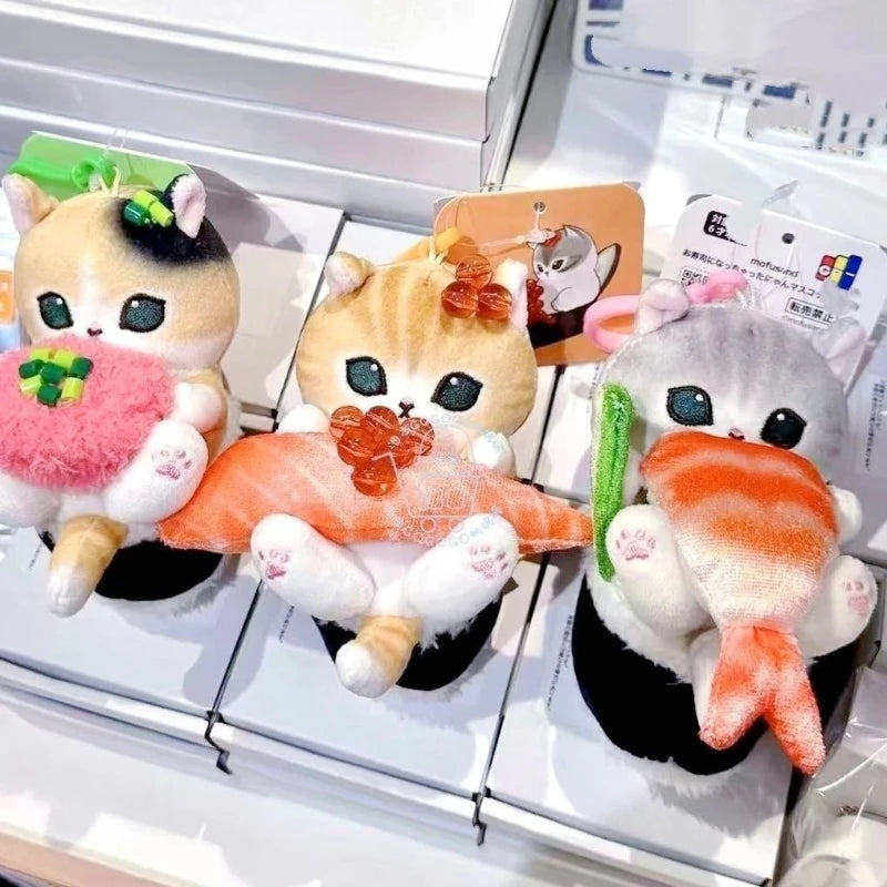 Mofusand Cat With Sushi Up Plush Keychains - 3 styles