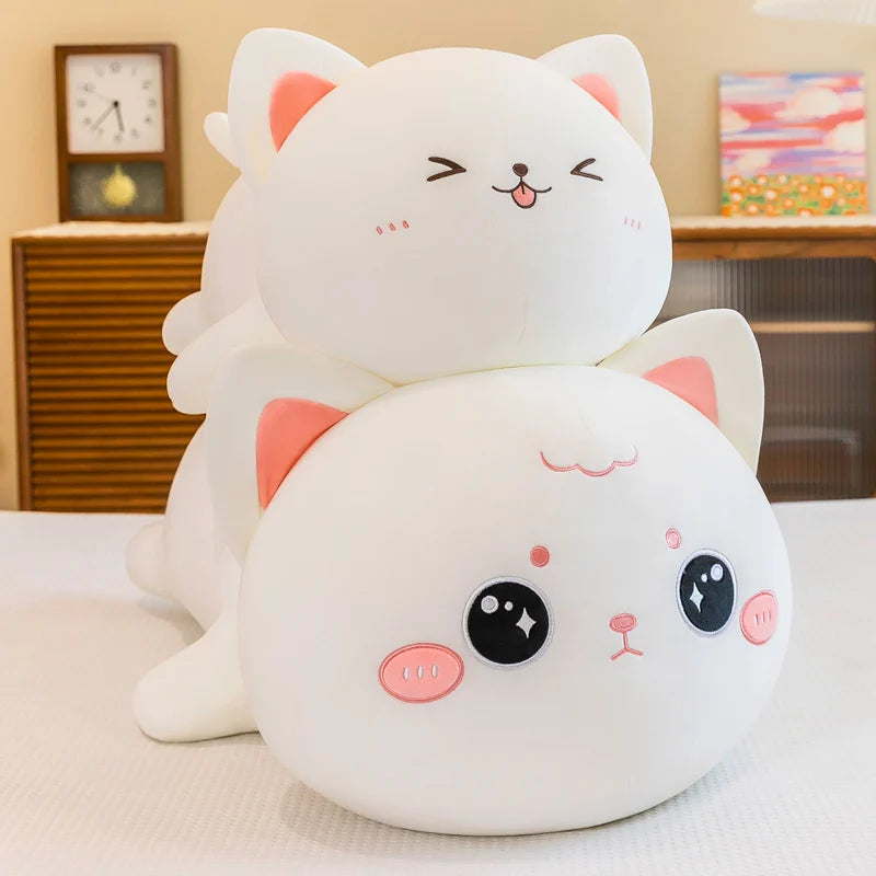 Cute Lying White/Grey Cat Plush Toys 40/50/70/90cm - 4 Styles