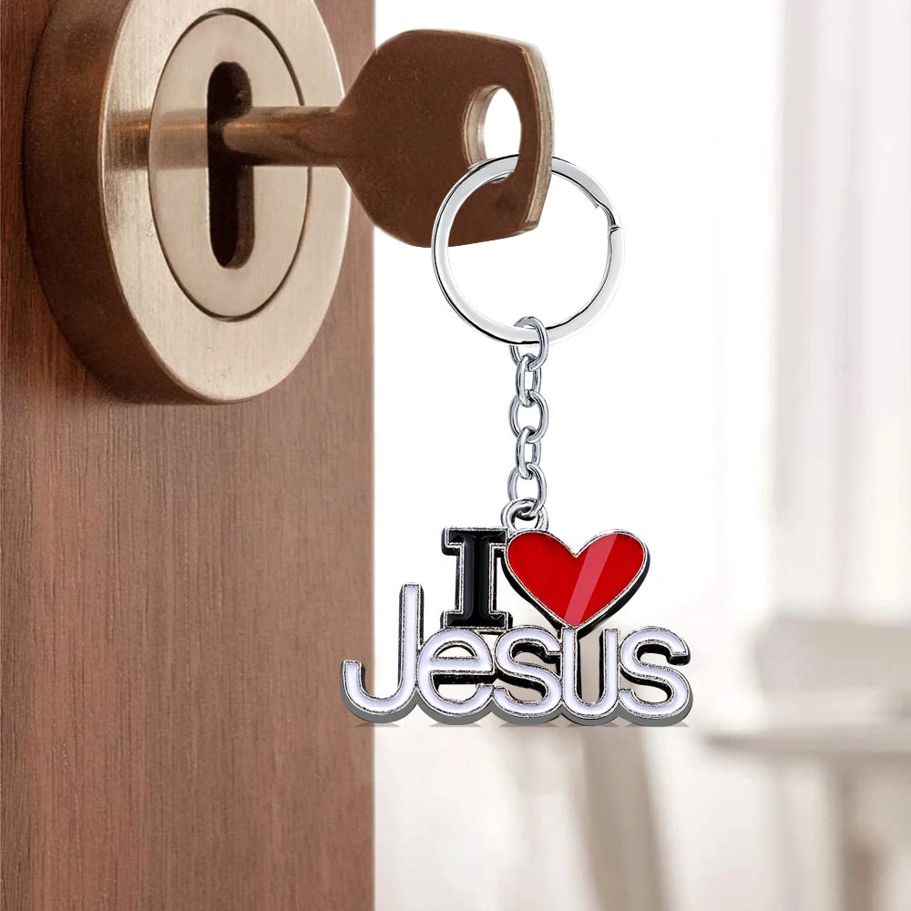 Keychain With  I Love Jesus Letter - Silver/Gold