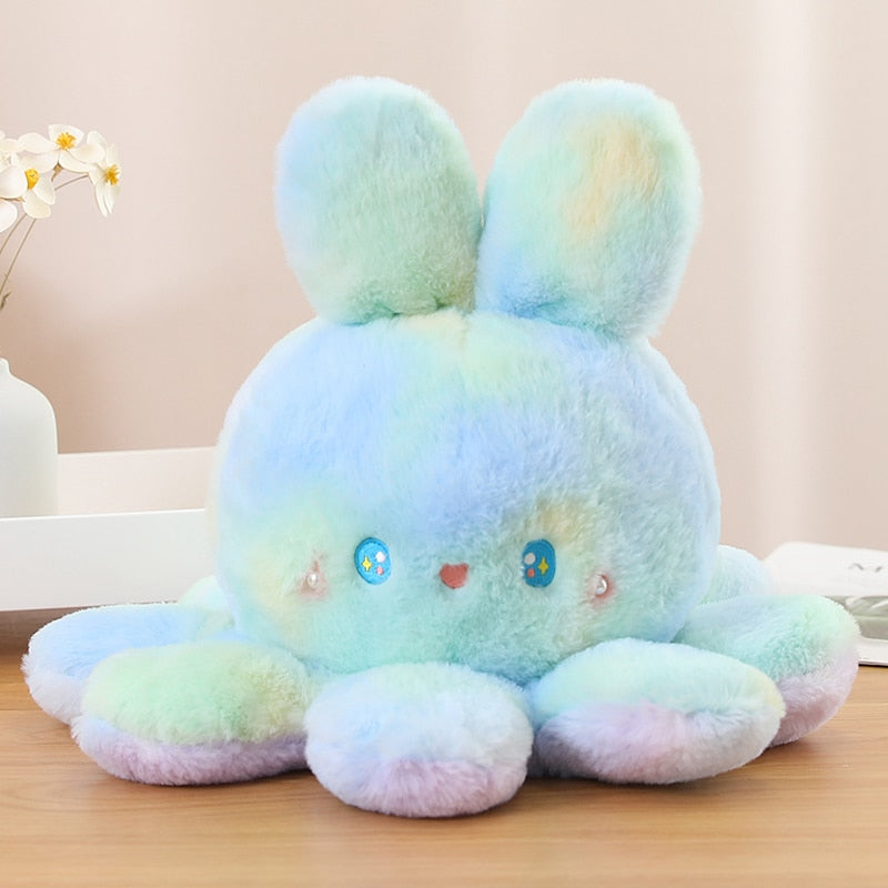 Reversible Rabbit/Octopus Plush Toys 20cm/35cm/50cm - Green/Pink