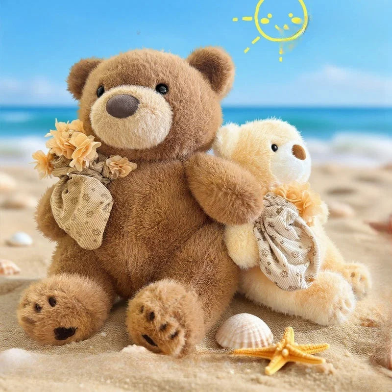 Cute Teddy Bear With Flower Bouquet Plush Toys - 27/37cm