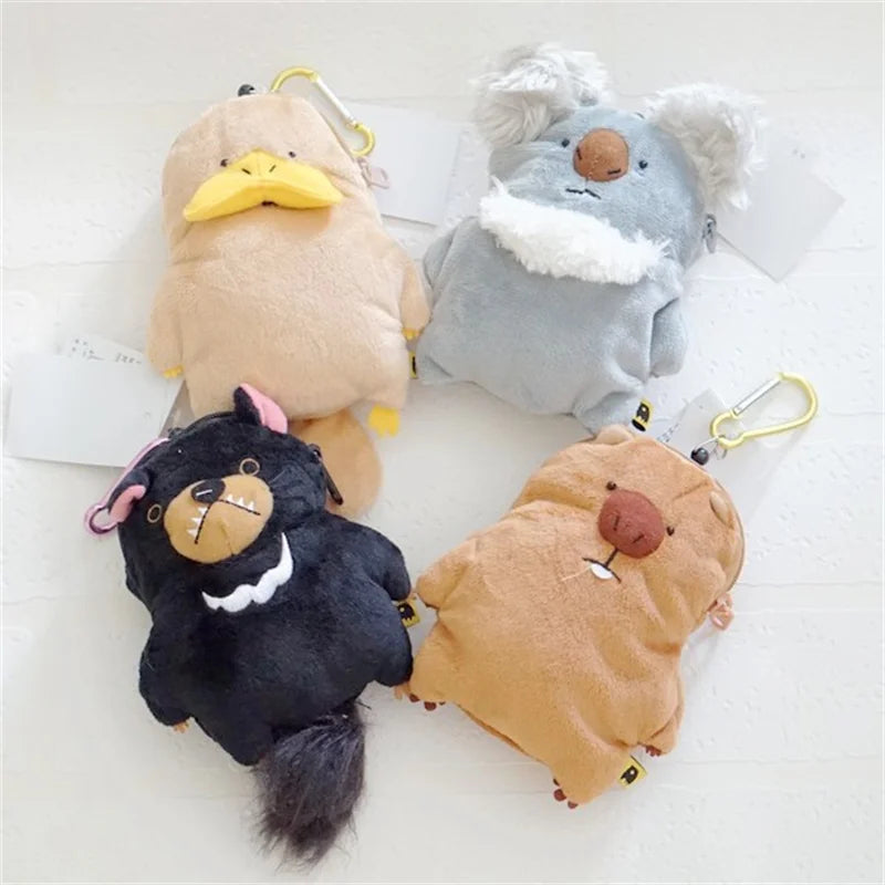 Australian Animal (Koala/Wombat/Platypus/Kiwi/Tasmanian devil) Coin Purse Plush Bag Keychains 14cm