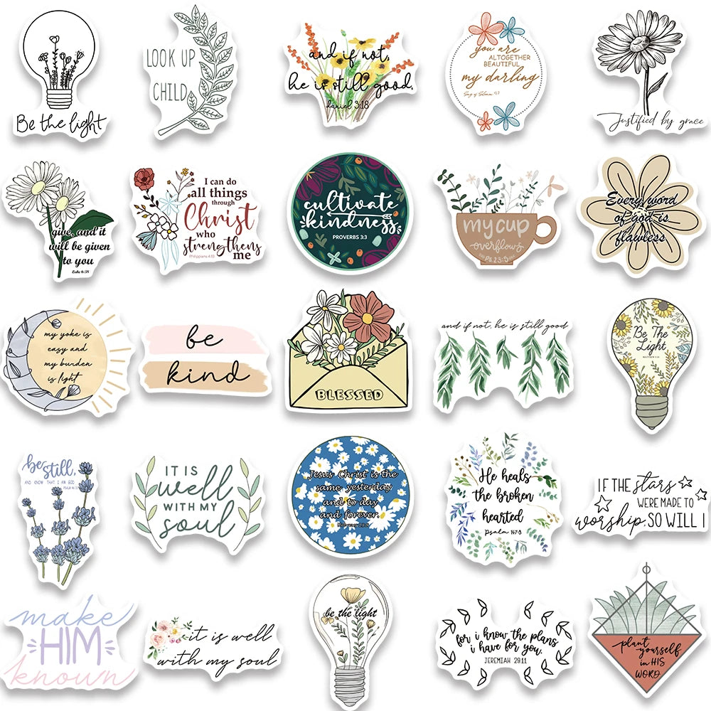 50 pcs Stickers (Bible Verse/Religious/Christian) Texts - V3