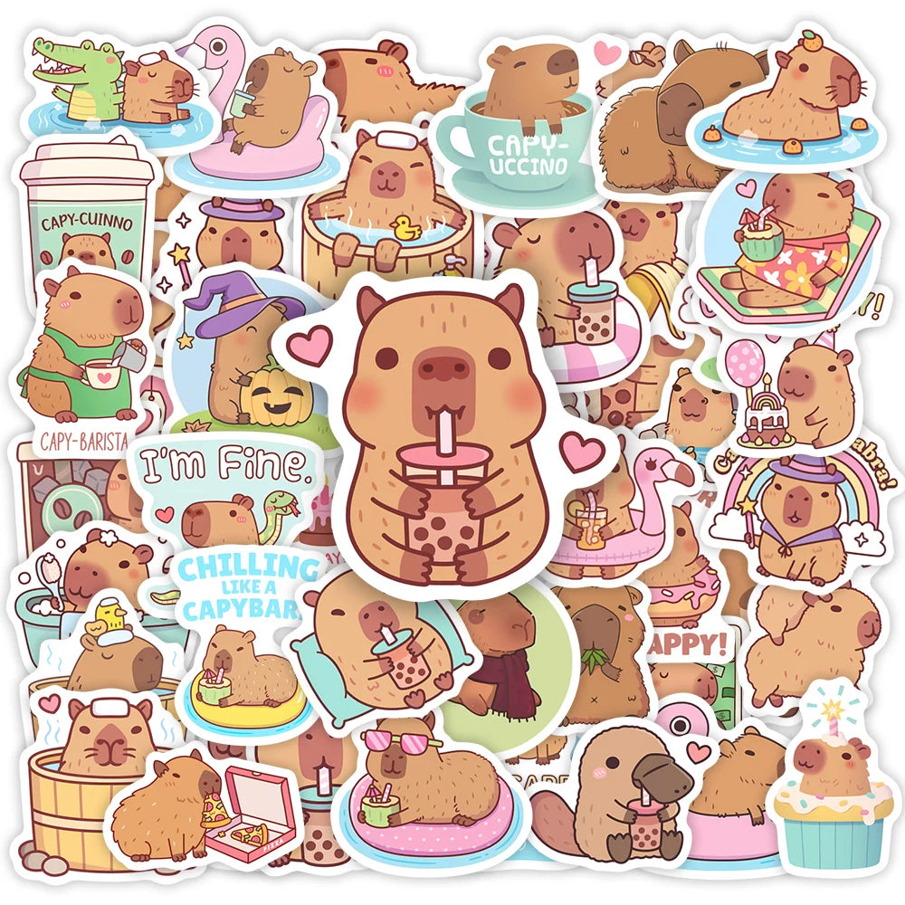 50 pcs Cute/Kawaii Capybara Stickers – SJJ PLUSH