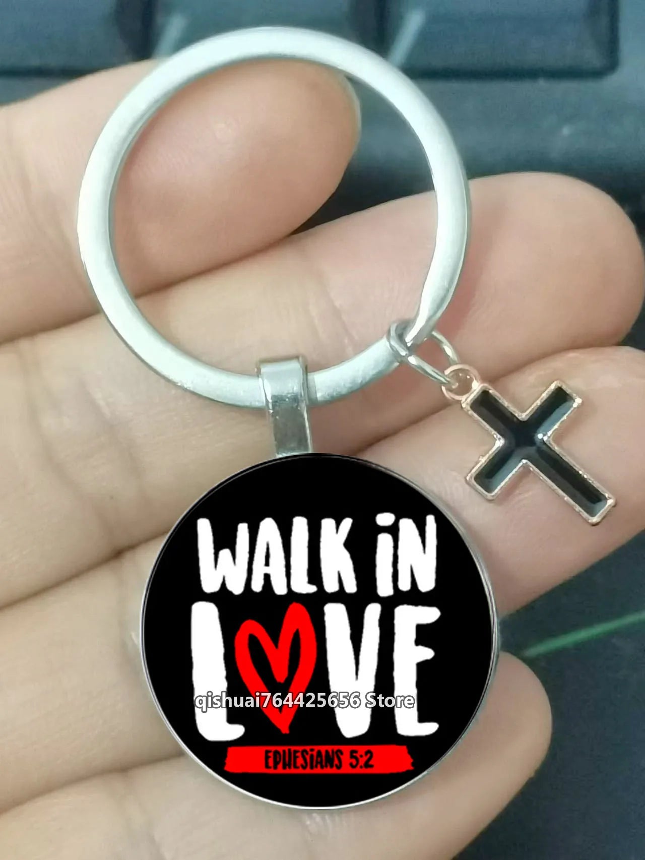 Keychain With The Bible Verse /Religious Message And The Cross  - 22  Styles