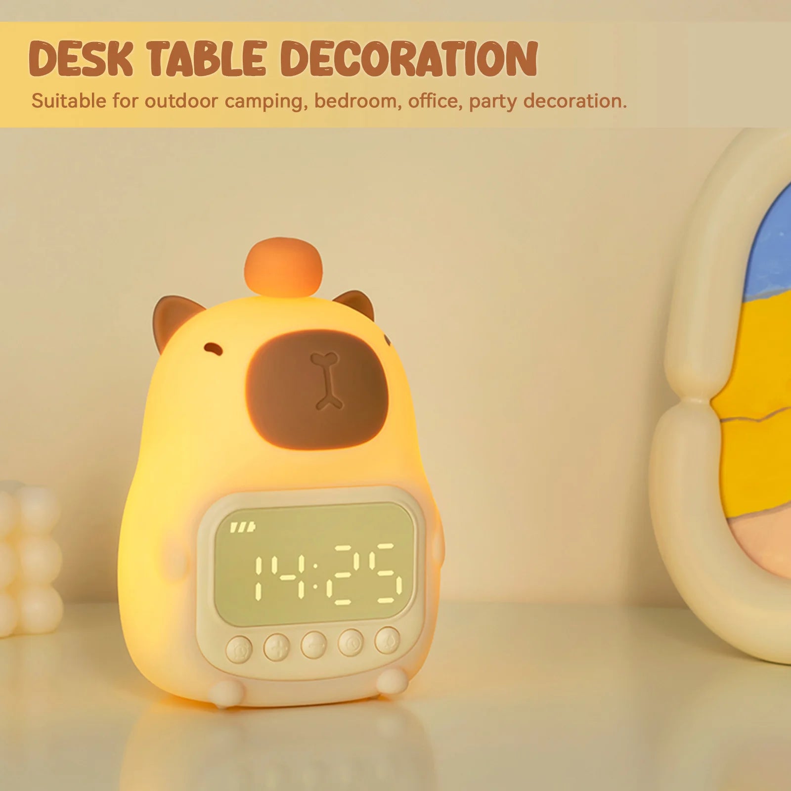 LED Night Light Capybara Lamp With Digital Aarm Clock