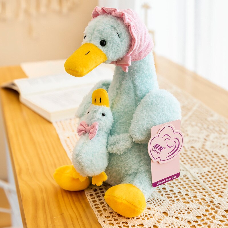 Mummy Duck Holding The Duckling Plush Toys 25/35cm 2pcs - White/Brown/Grey/Blue/Pink