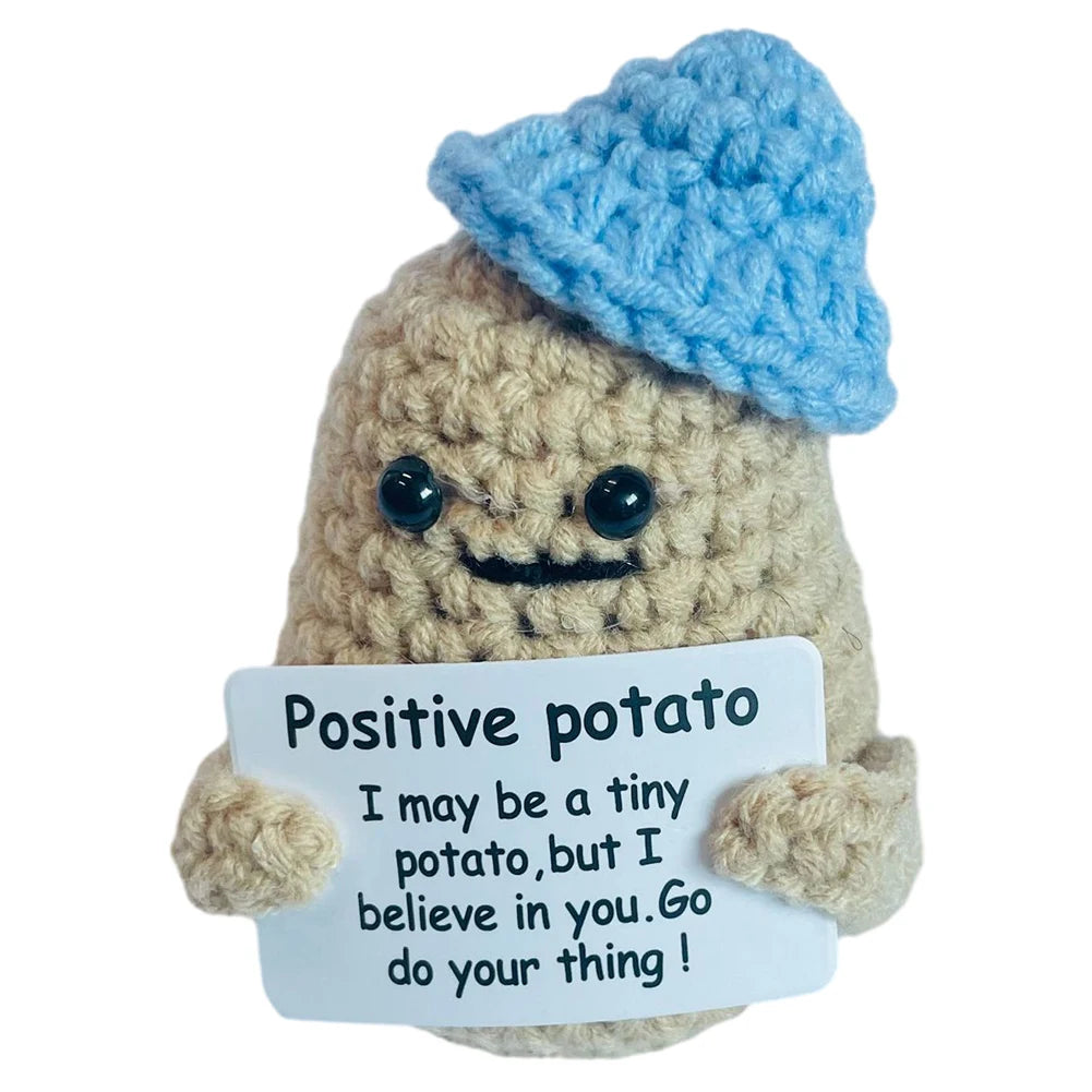 Handmade Knitted Potato/Corn/Carrot/Chicken/Avocado/Pear/Apple/Eggplant/Pea/Peach/Pitaya With Positive Message - 25 Styles