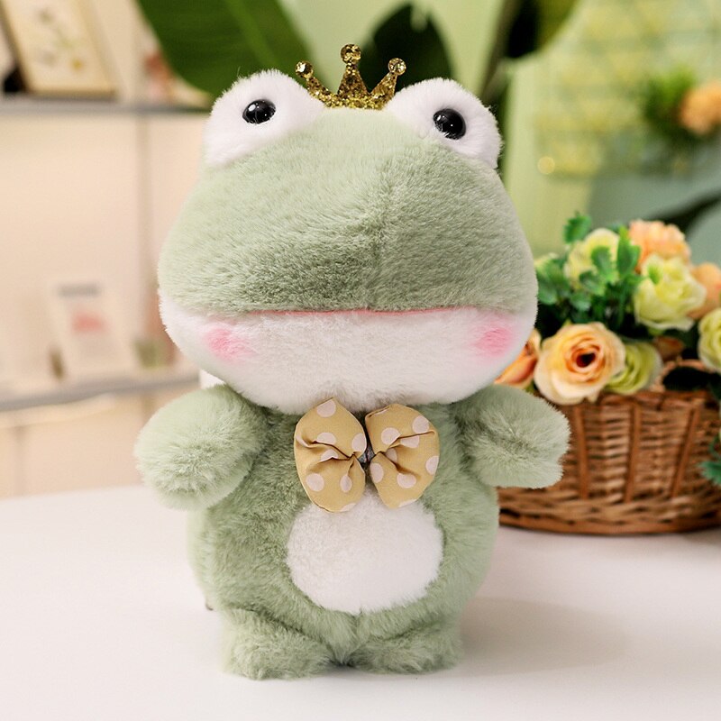 Cute Animal(Penguin/Duck/Frog/Panda/Elephant/Pig) With Crown Plush Toys 25cm