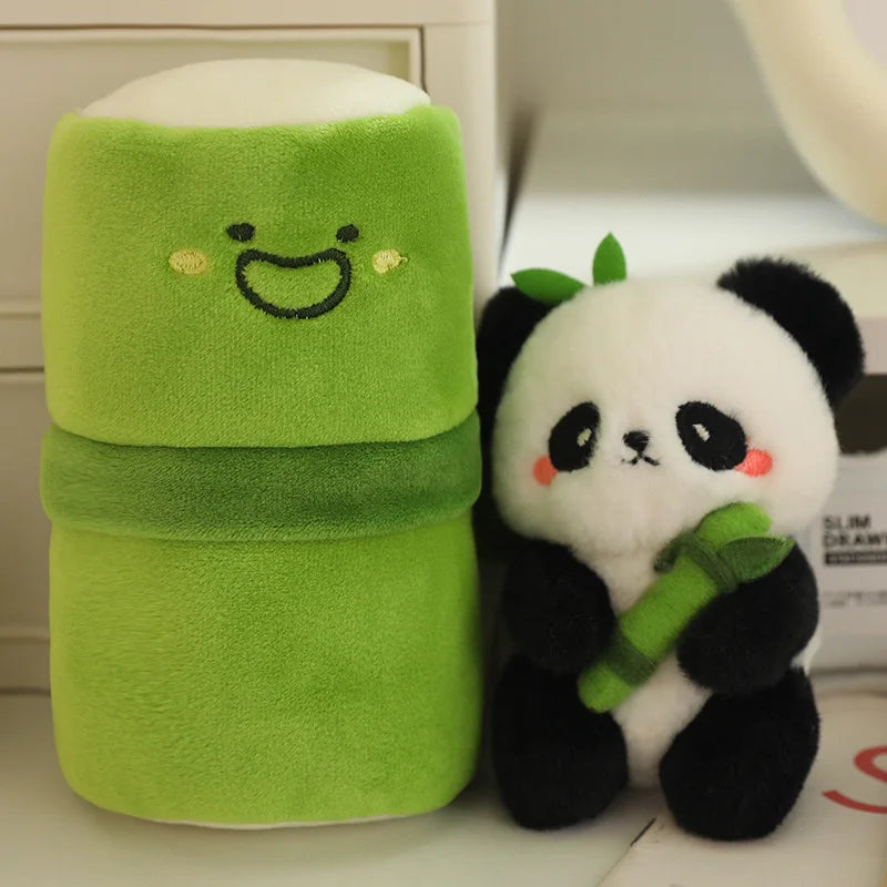 Cute Panda In Bamboo Plush Keychains 10cm