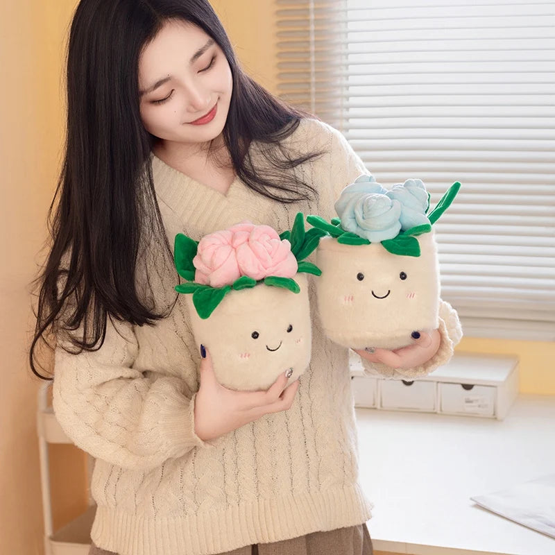 Smiley Potted Rose Plush Toys 20cm - 8 Colours