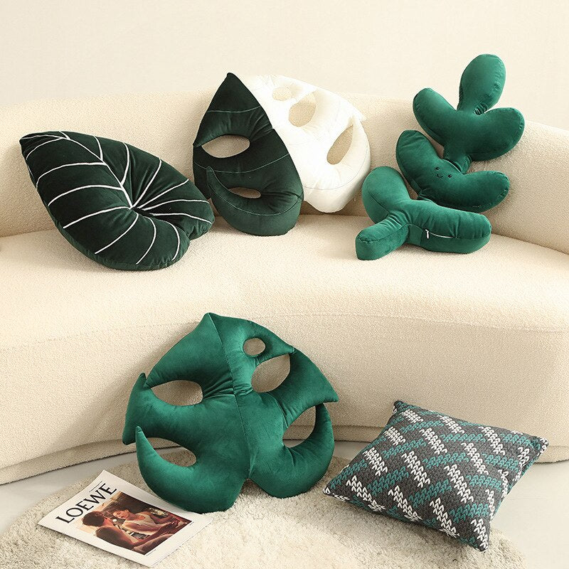 Green Leaf Pillow Plush Toys - 4 Styles