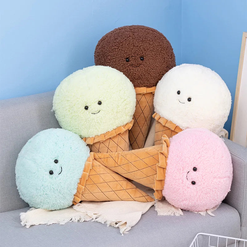 Cute Ice Cream Plush Toys - Blue/Green/Brown/Pink/White