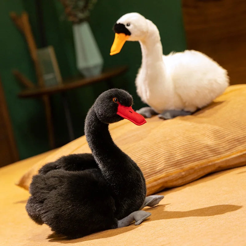 Black/White Swan Lifelike Plush Toy 24cm