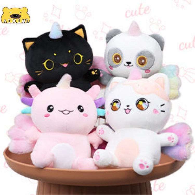 Animal ( Panda/Cat/Axolotl) With Rainbow Wing Plush Toys 25cm - 5 Styles