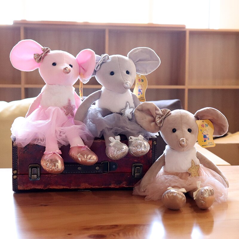 Cute Mouse With Tutu Dress Plush Toys 39cm /Plush Keychains 18cm -Brown/Grey/Pink