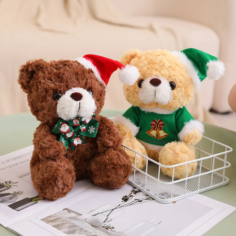 Teddy Bear With Christmas Hat And T-Shirt/Bow Plush Toys 20cm - 18 Styles