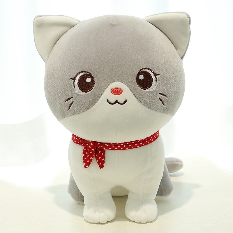 Cute Cat Plush Toys 24cm - White/Grey/Yellow Black