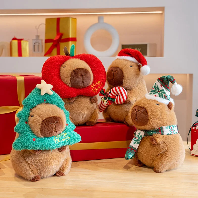 Cute Capybara With Christmas(Hat/Candy/Tree/Apple/Scarf) Plush Toys 25cm - 4 Styles