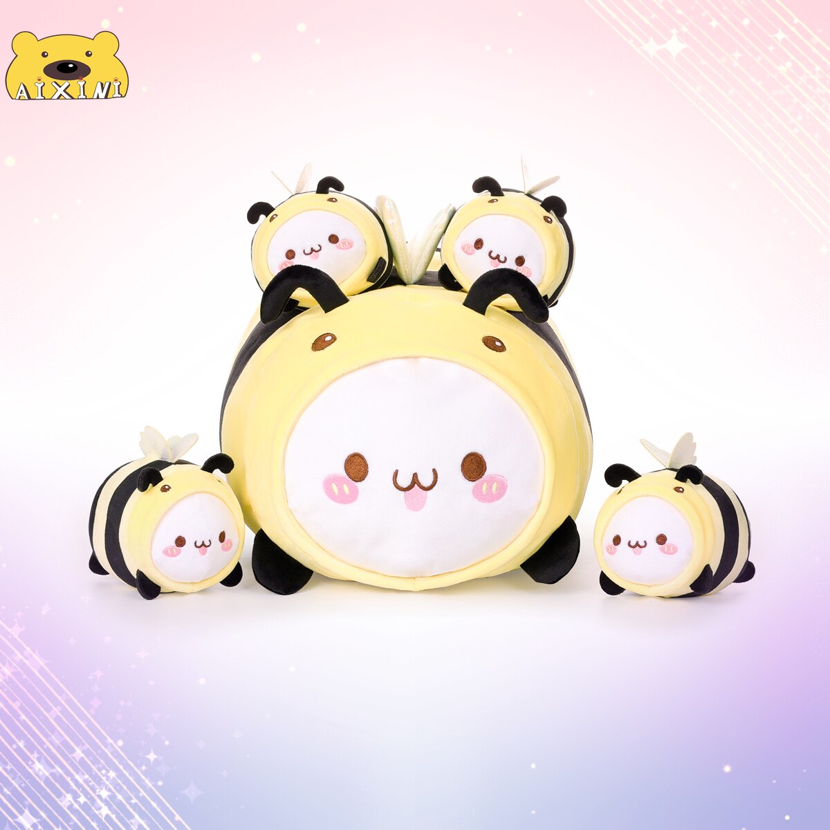 Cat/Bee/Panda Mother With 4 Babies Plush Toys - 5 Choices