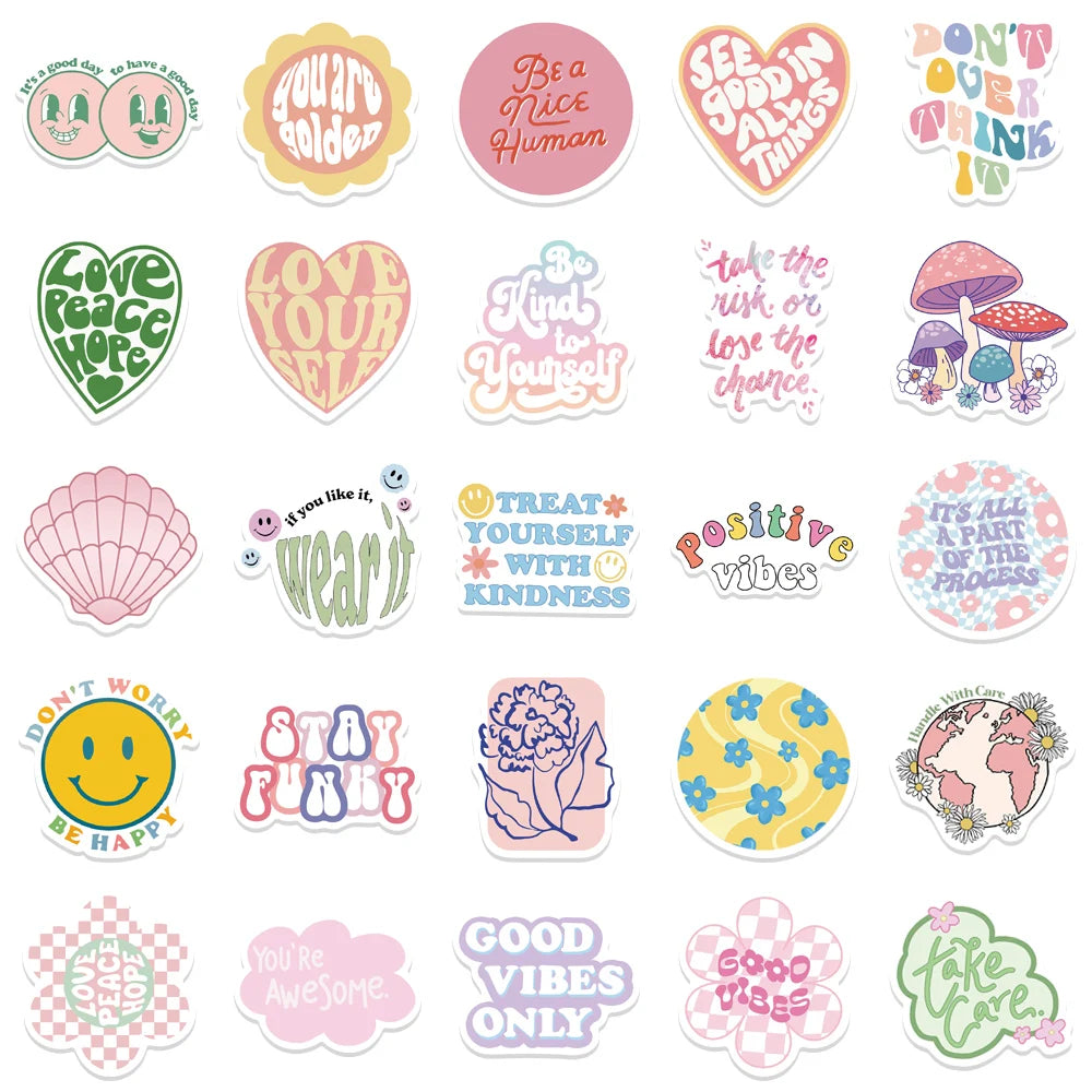 50 pcs / 100 pcs (Random) Stickers (Inspirational/Motivational) Texts