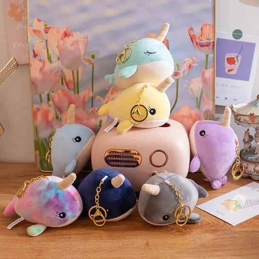 Cute Narwhal (With Oepn/Close Eyes) Plush Keychains - 16 Styles