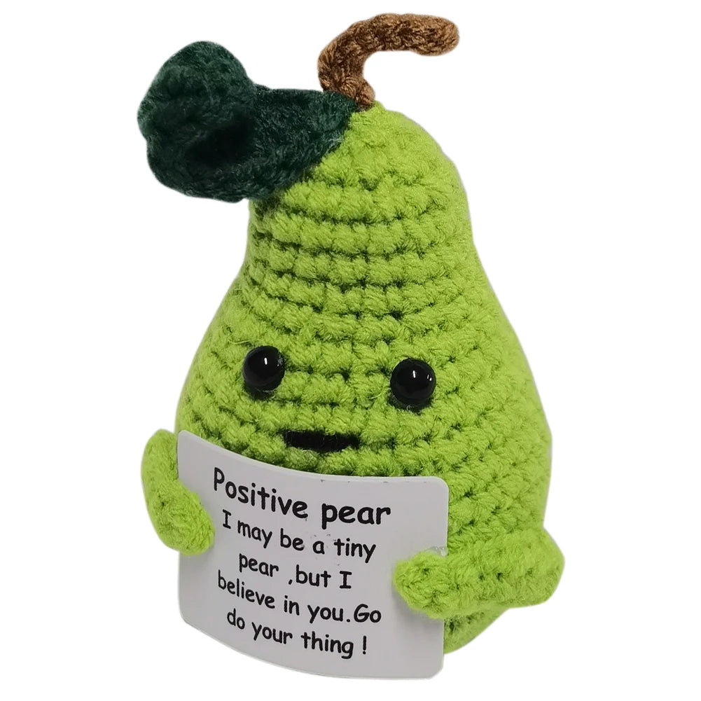 Handmade Knitted Potato/Corn/Carrot/Chicken/Avocado/Pear/Apple/Eggplant/Pea/Peach/Pitaya With Positive Message - 25 Styles