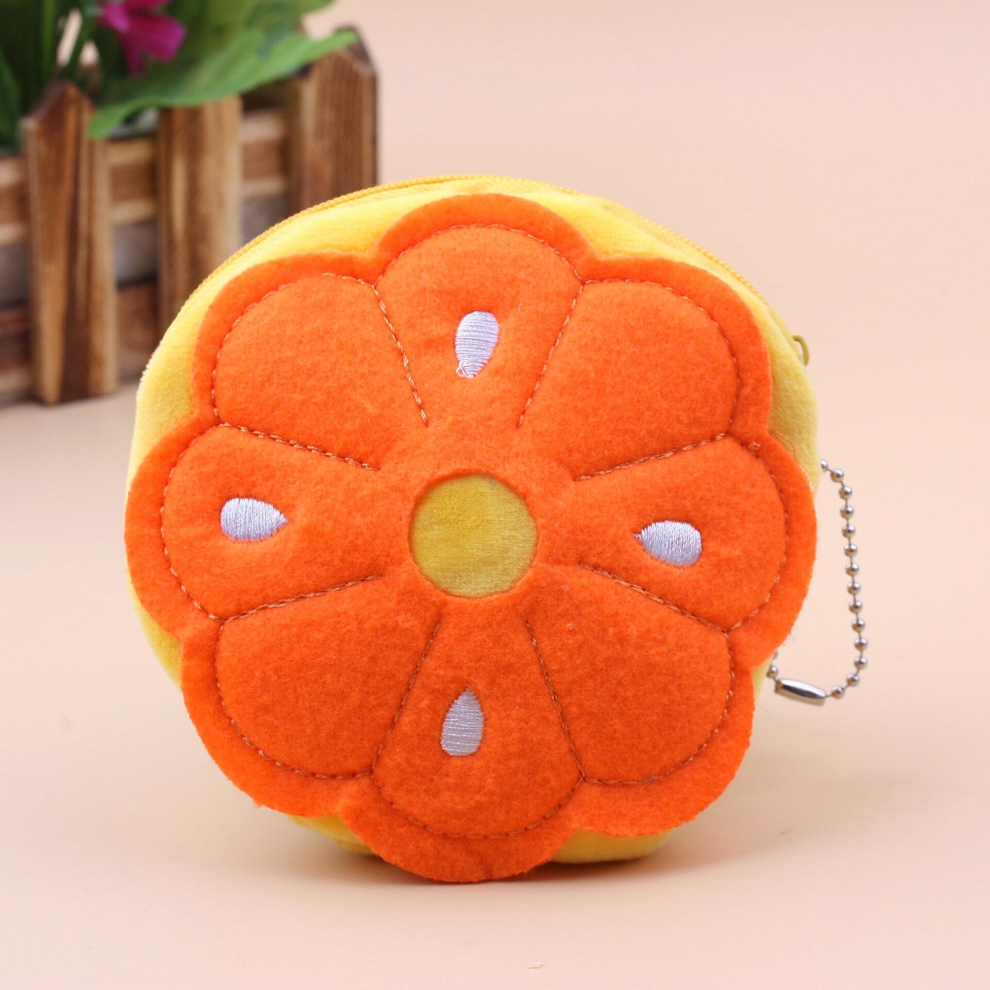 Fruit Coin Purse Plush Keychains - Orange/Strawberry/Watermelon/Pineapple