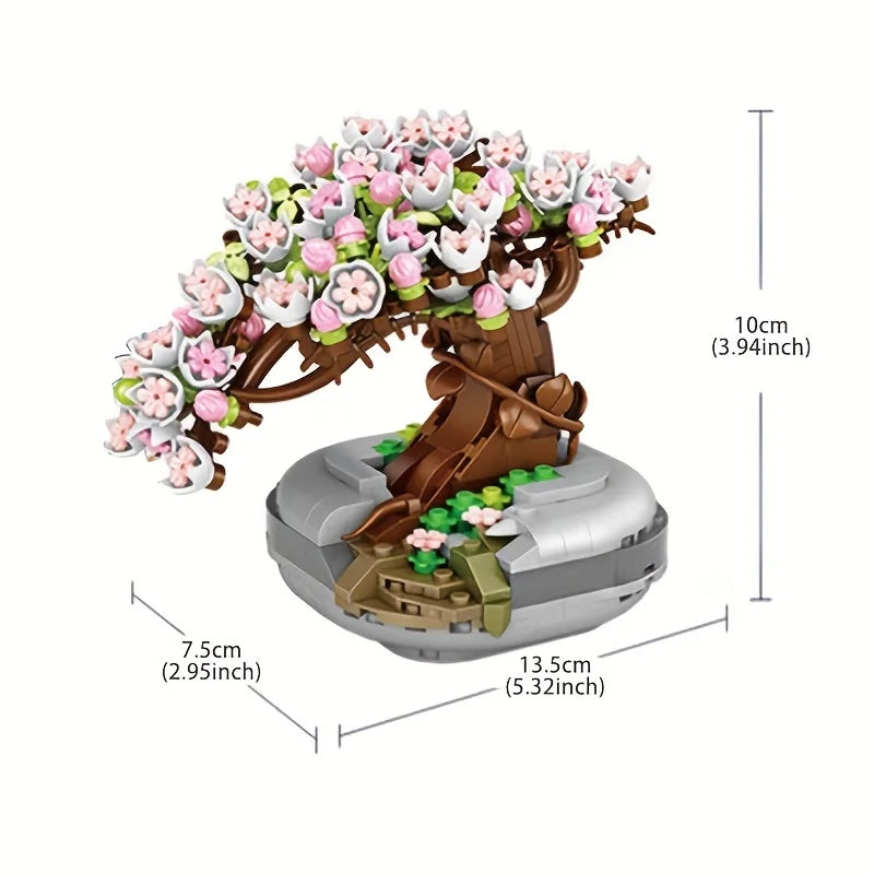 Tree With Flowers (Cherry Blossom) / Succulents In Bonsai Style Mini Building Blocks - 2 Styles