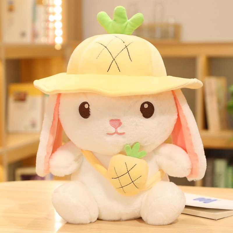 Rabbit With Fruit(Strawberry/Pineapple/Carrot) Bag/Hat Plush Toys 25/35/45cm