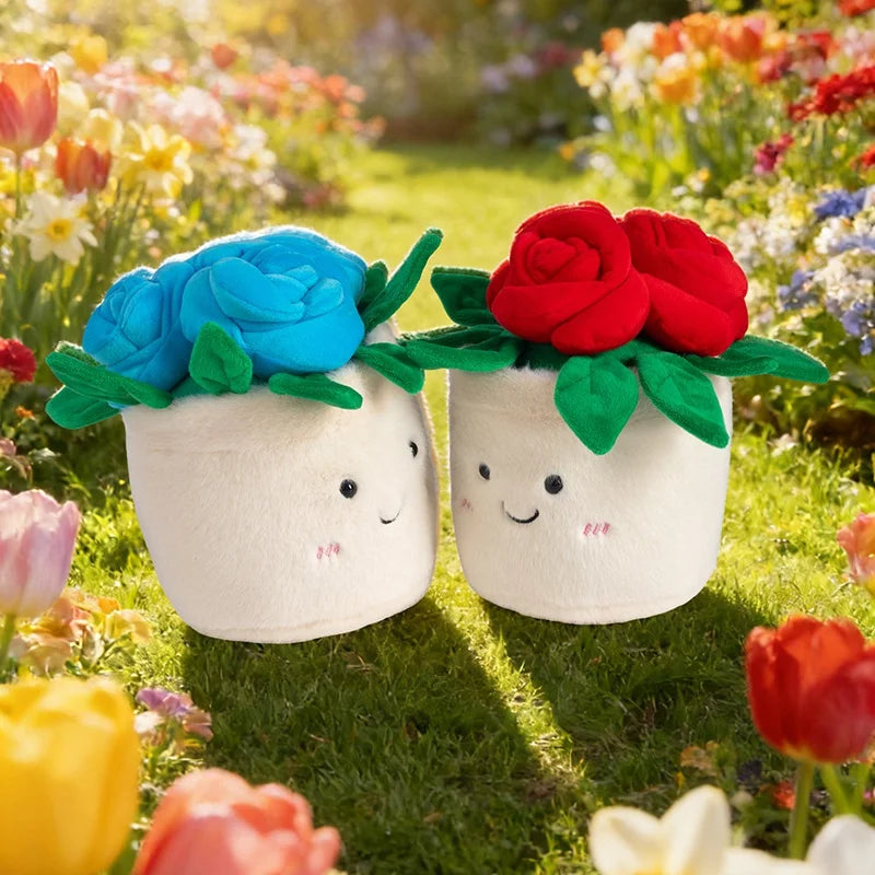 Smiley Potted Rose Plush Toys 20cm - 8 Colours