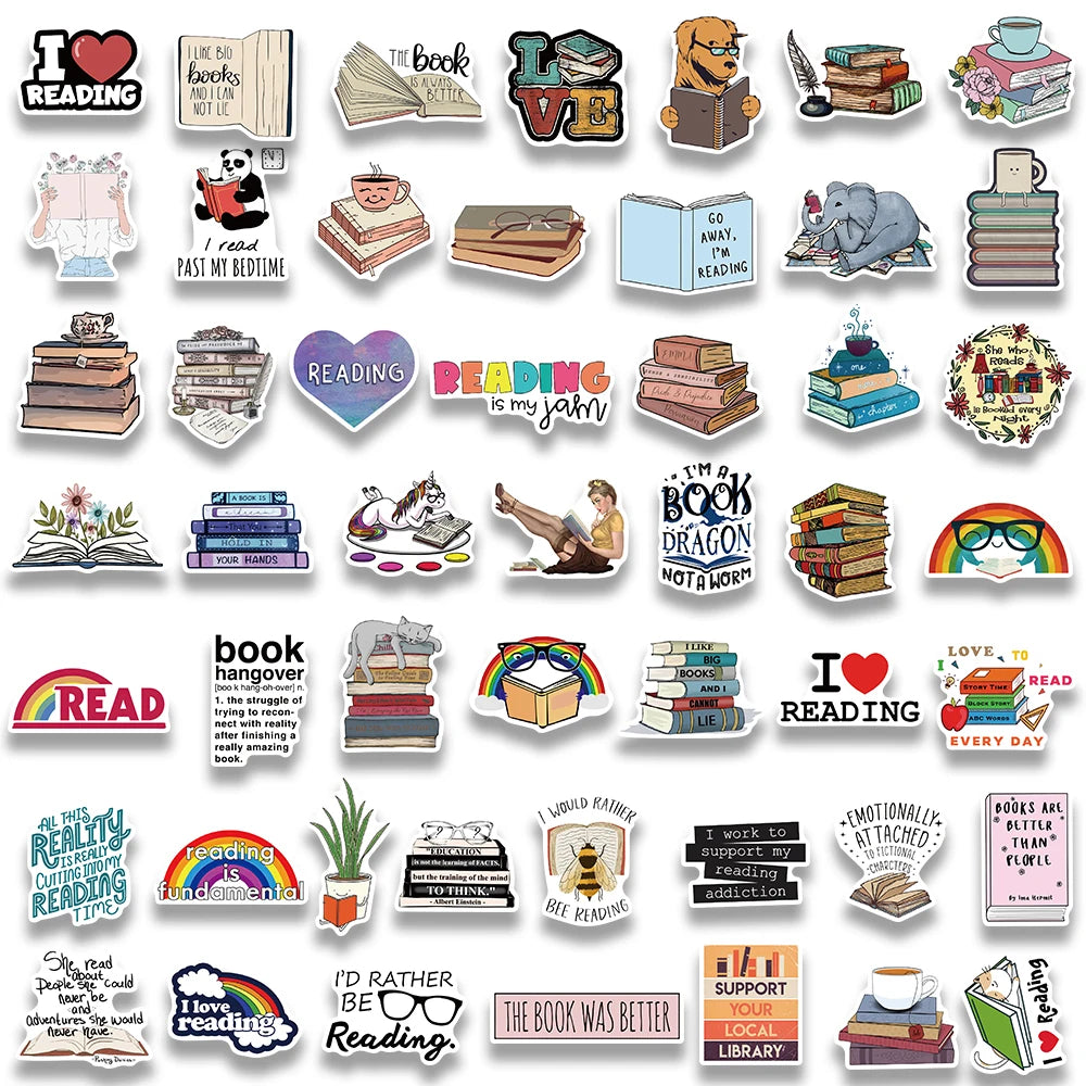 50/100 pcs Book Reading Stickers