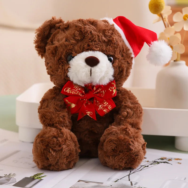 Teddy Bear With Christmas Hat And T-Shirt/Bow Plush Toys 20cm - 18 Styles