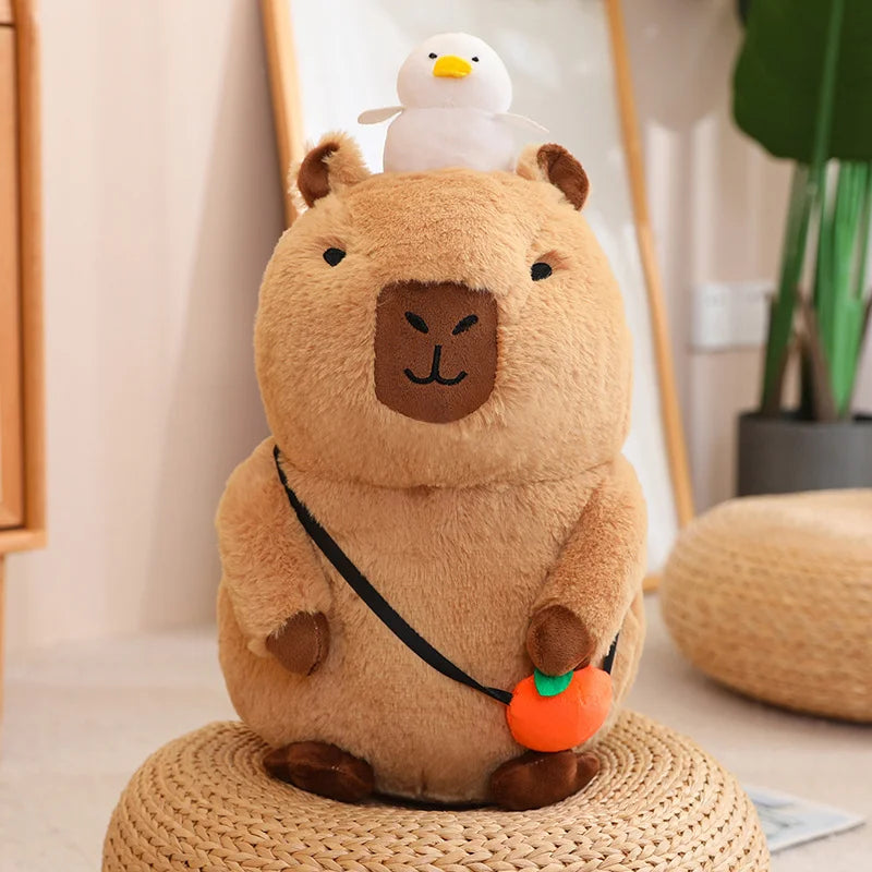 Cute Capybara With Bird/Fruit Plush Toys 20/30/40cm